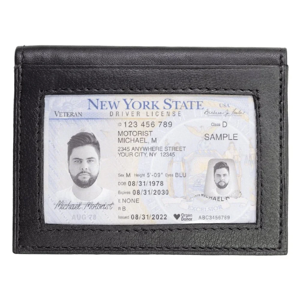 Men Pure Slim Genuine Leather Credit Card Holder, Black